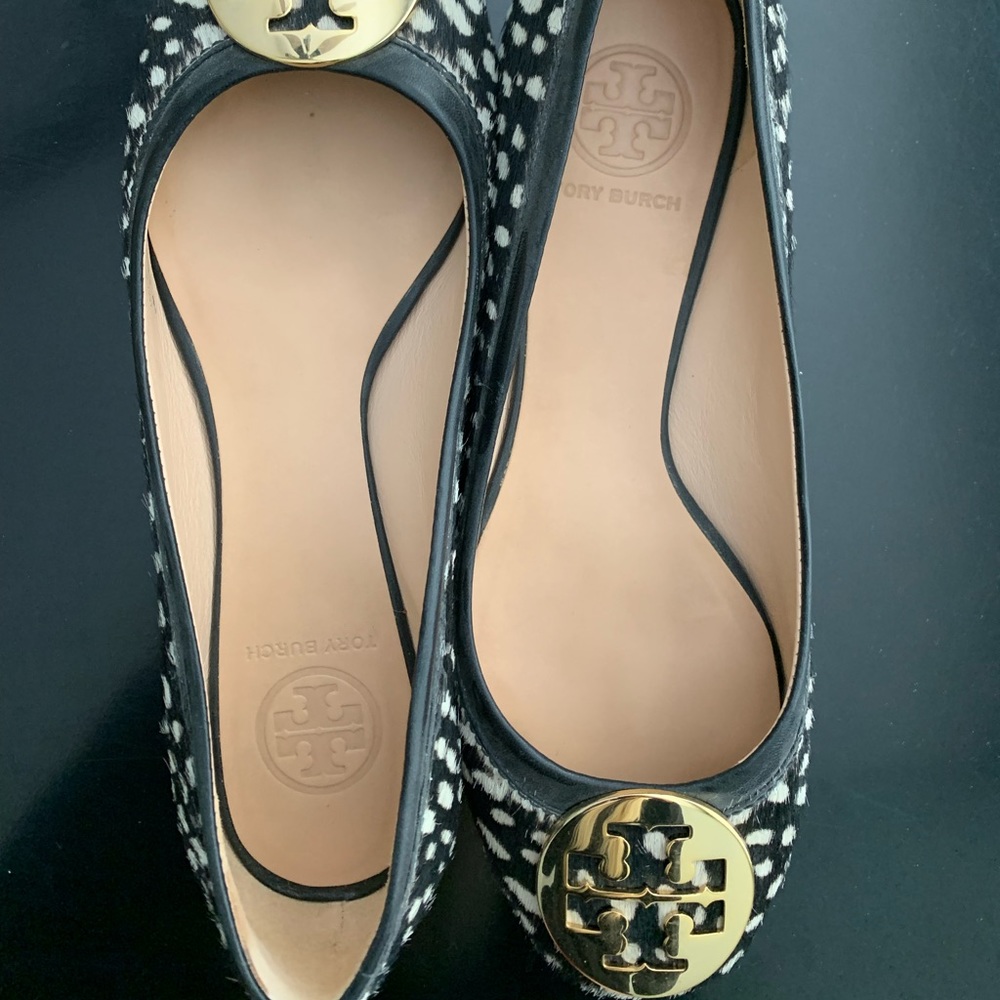 Tory Burch calf hair logo ballet flats